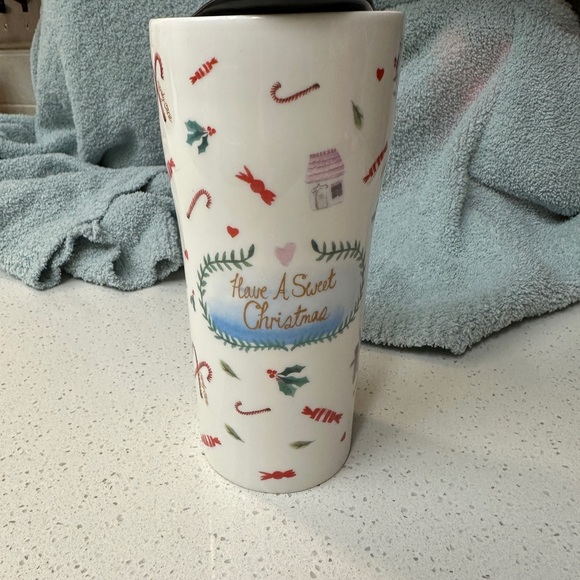 Ciroa Have a Sweet Christmas Porcelain 12 oz Travel Tumbler w/lid NWOT - Picture 3 of 8